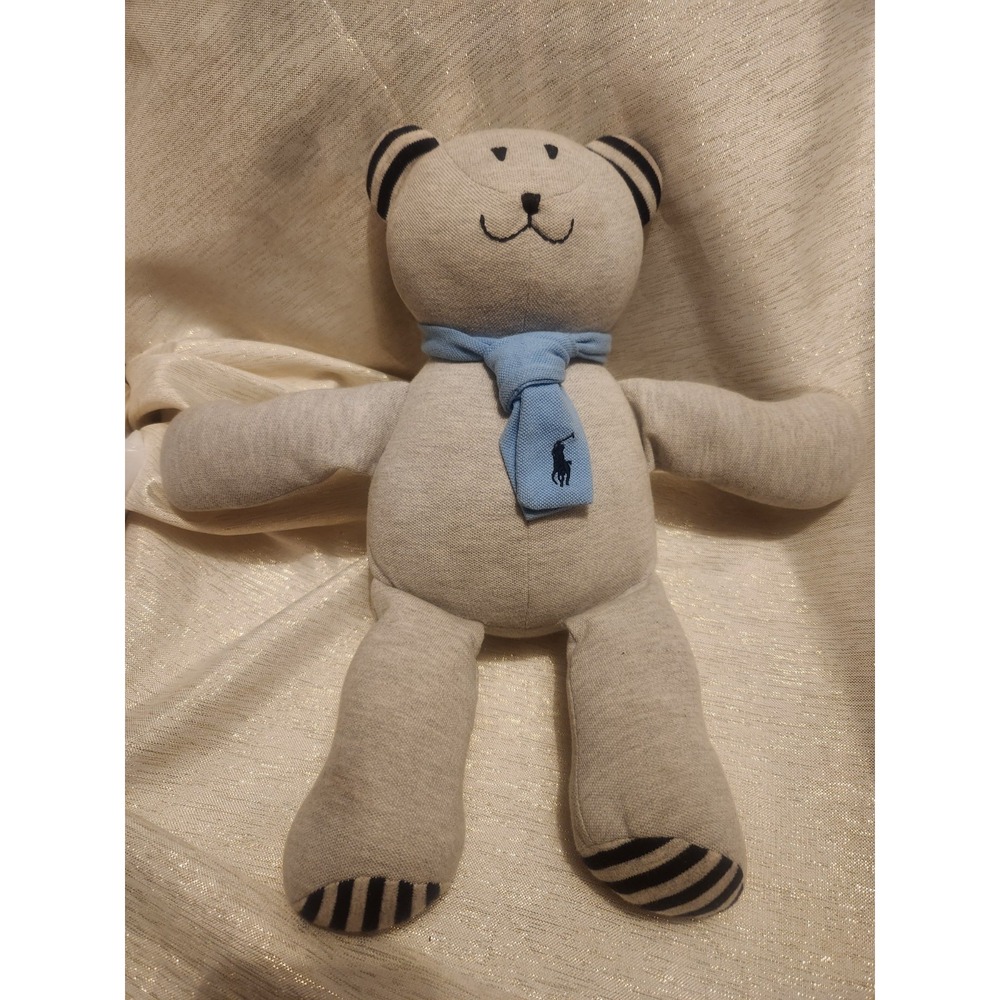 Ralph Lauren Grey Gray Plush Bear Stuffed Toy 15" Style# 300502237 Embroidered